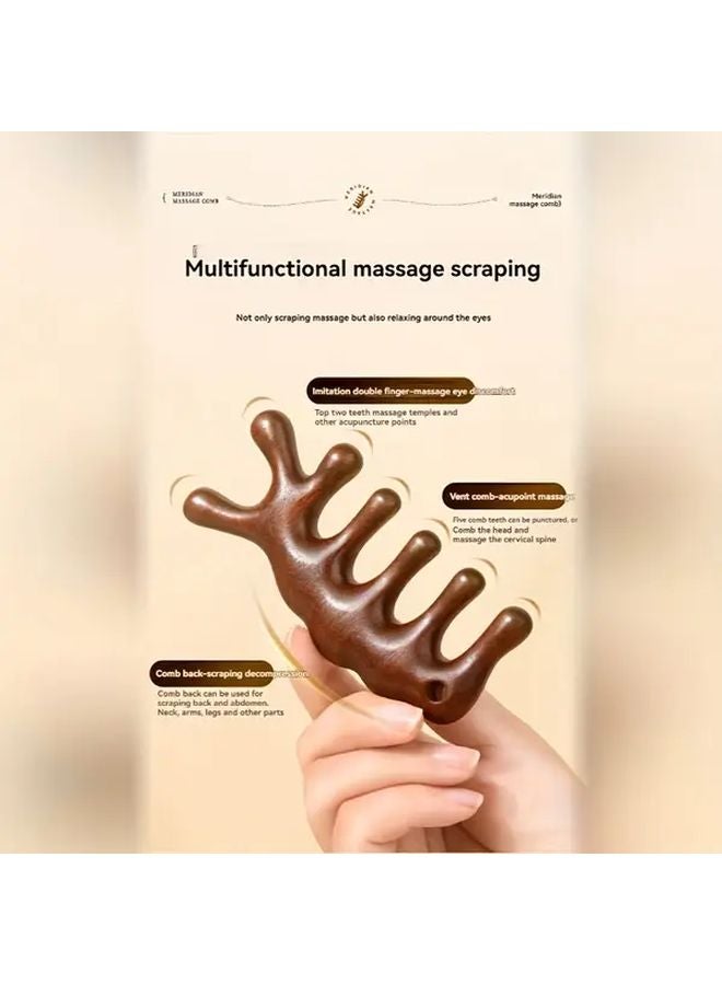 Brown Sandalwood Seahorse Massage Comb For Hair Scalp Care And Meridian Dredging - Image 2